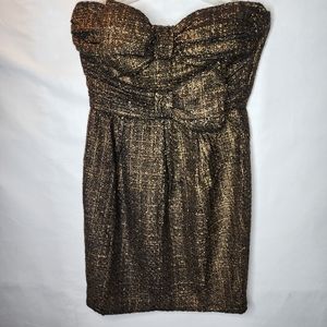 Minuet Dress Mini Black and Metallic Gold Tweed Size Large NWT